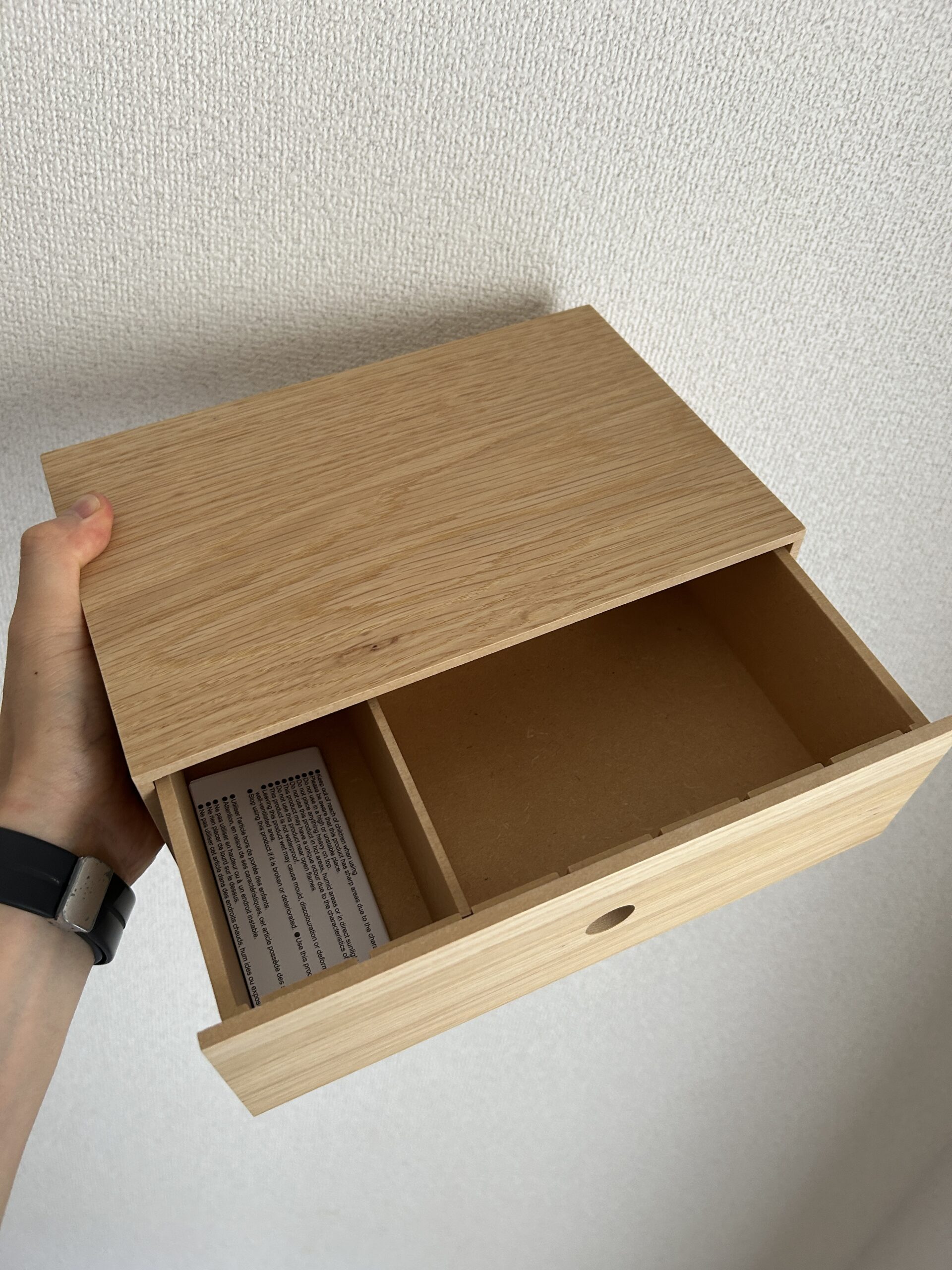 無印良品 木製小物収納1段 引き出しの木目と仕上げ